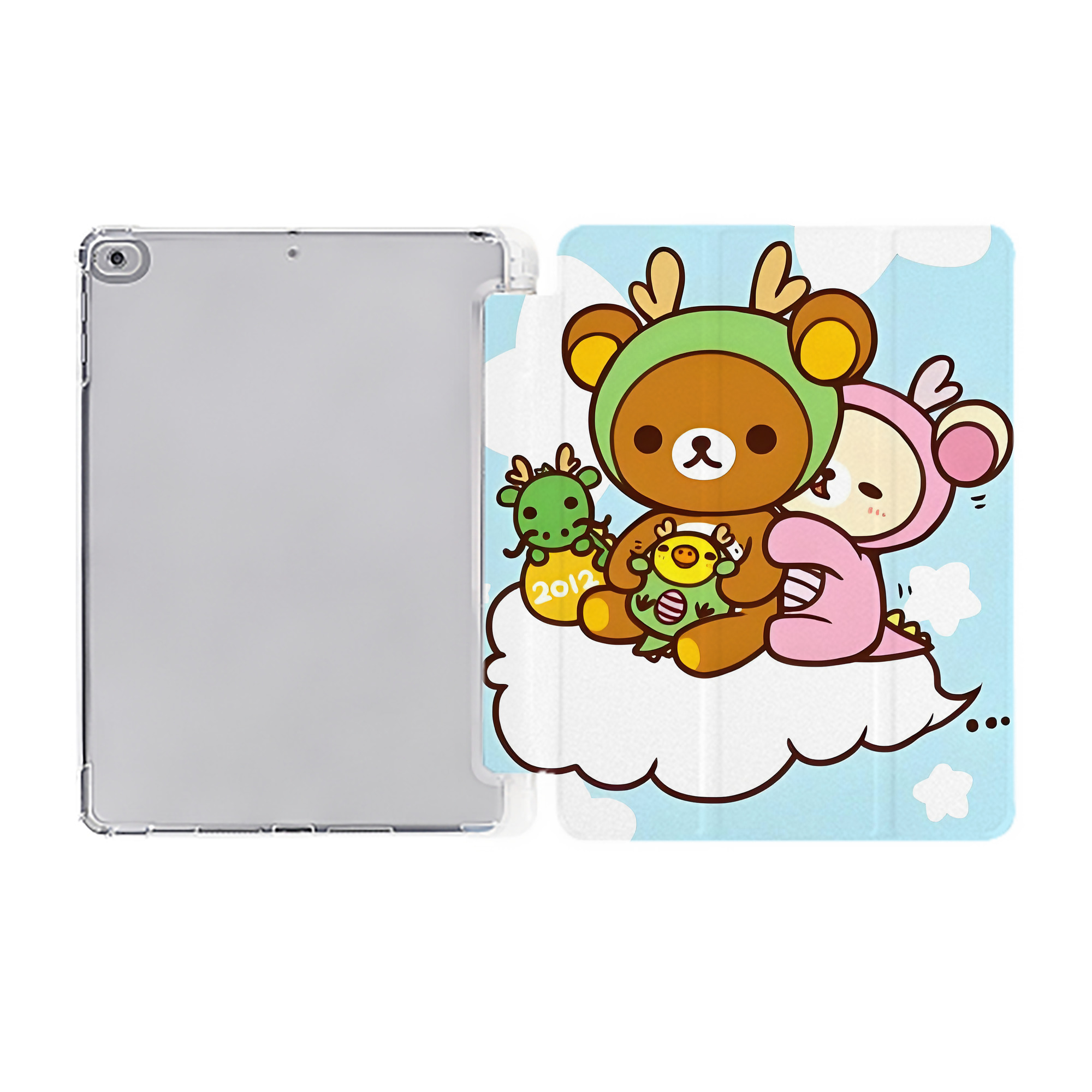 （画像用） リラックマ リラックマ キイロイトリ Rilakkuma Korilakkuma Kiiroitori IPad ケース ペン収納付き 三つ折りスタンド PUレザー×シリコン 対応機種9.5/10.5/10.9インチ